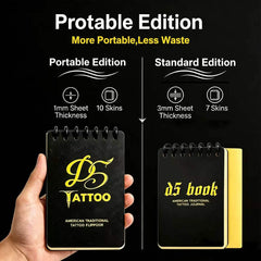D5Tattoo Practice MINI Flipbook – 10 Sheets of 1mm Silicone Skin, 4x6" Pocket Edition, Portable Training Portfolio