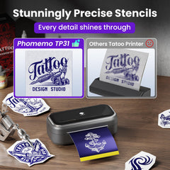 Small Wireless Tattoo Stencil Printer with 10pcs Transfer Paper, Compatible with Phone & Tablet, Bluetooth Mini Thermal Tattoo Printer Machine for Artists & Beginners
