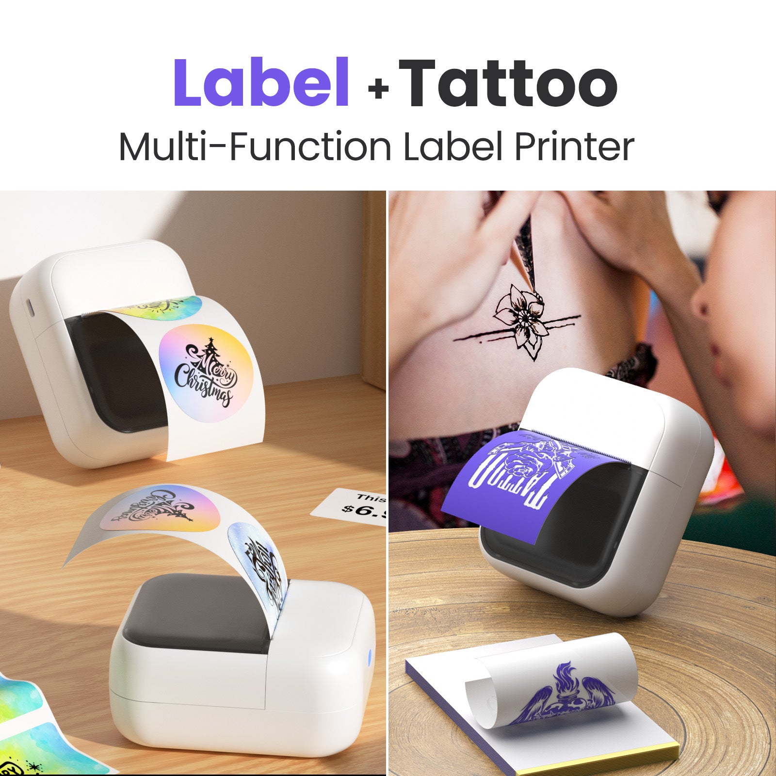 D5 Mini Tattoo Stencil Printer with 20pcs Transfer Paper,Tattoo Printer Machine for Tattoo Artists& Beginners,Compatible with Phone