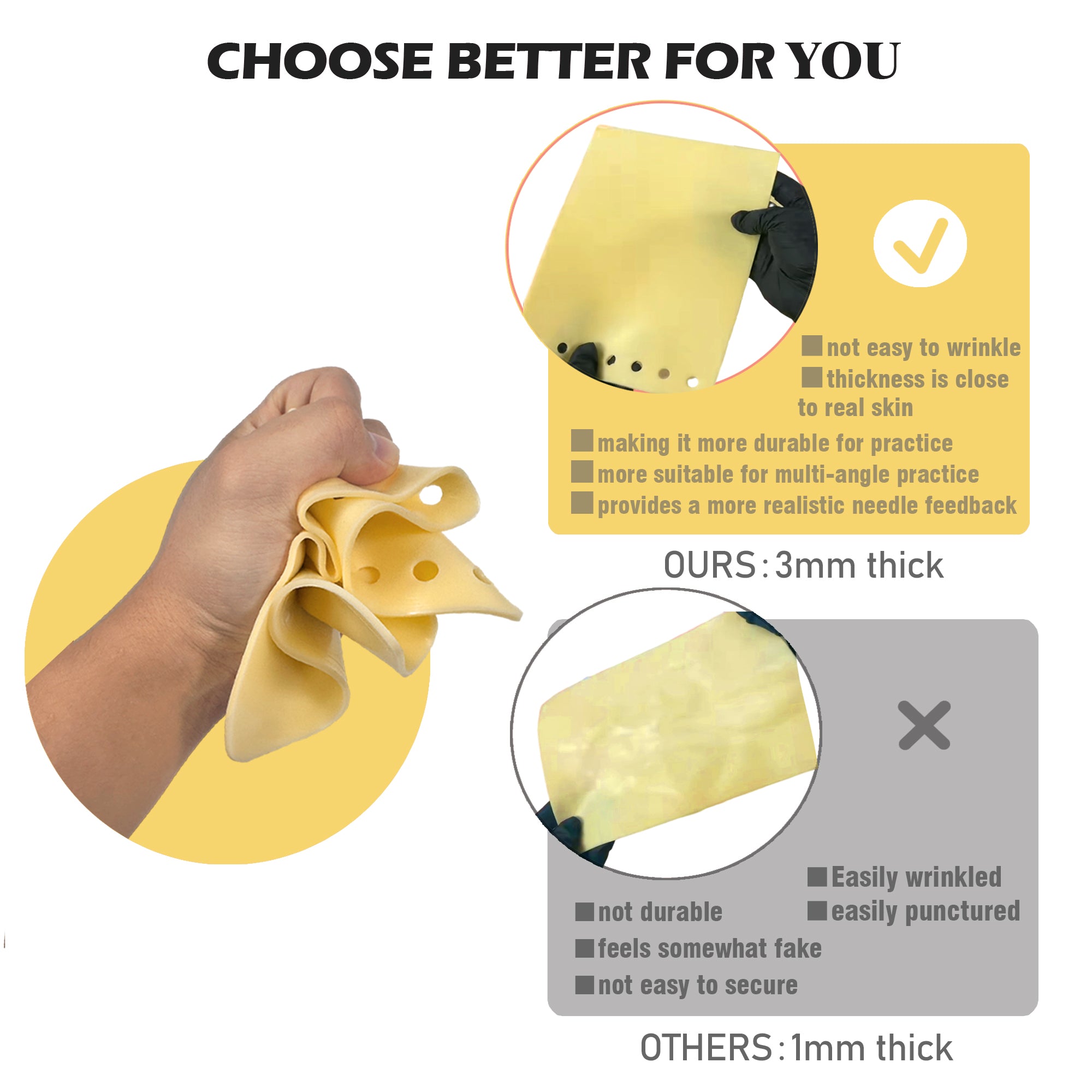 D5Tattoo Tattoo Practice Flipbook – 7 Sheets of 3MM Silicone Skin, Create Your Own Tattoo Training Journal, Portable & Reusable for DIY Tattoo Artists