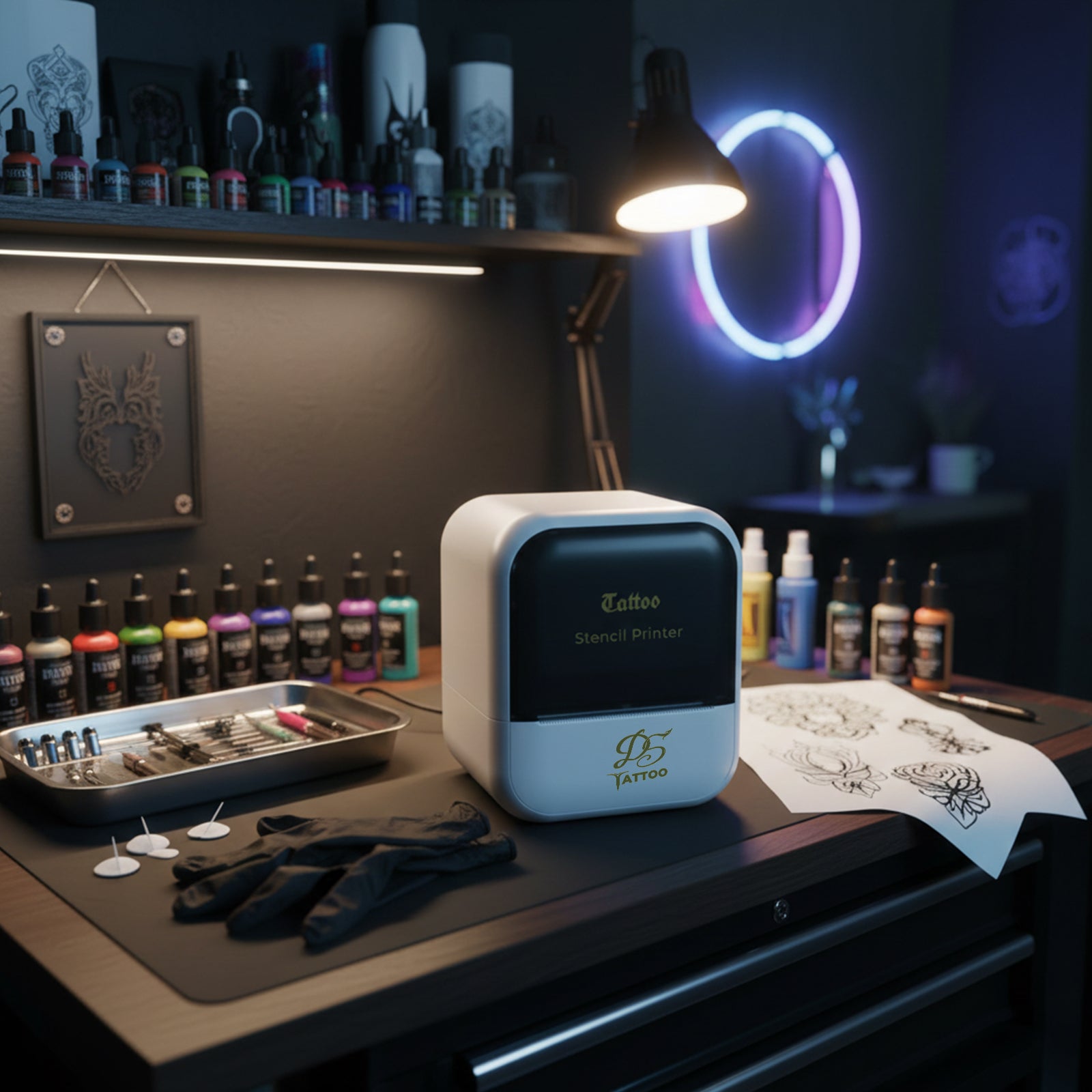 D5 Mini Tattoo Stencil Printer with 20pcs Transfer Paper,Tattoo Printer Machine for Tattoo Artists& Beginners,Compatible with Phone,Printers type