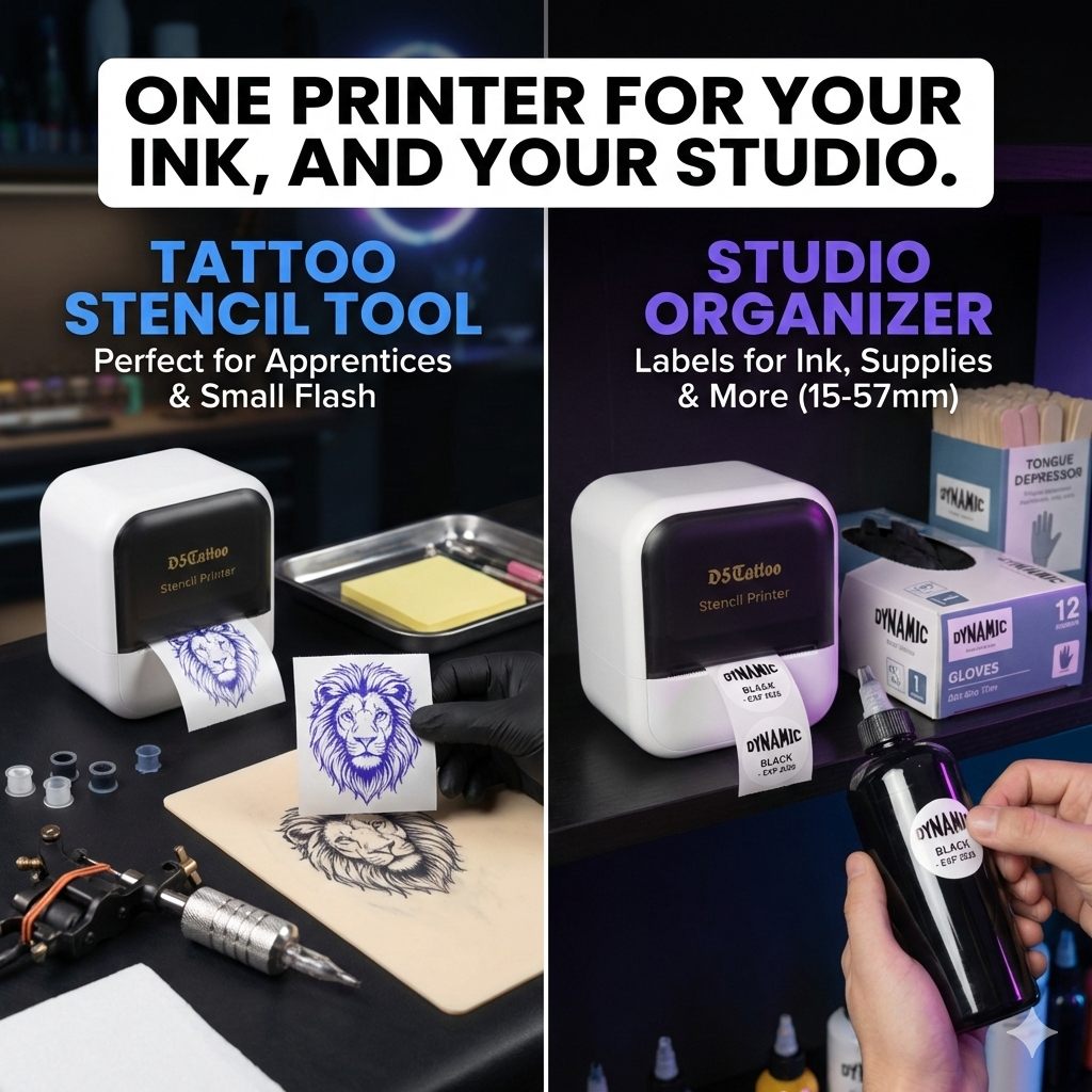 D5 Mini Tattoo Stencil Printer with 20pcs Transfer Paper,Tattoo Printer Machine for Tattoo Artists& Beginners,Compatible with Phone