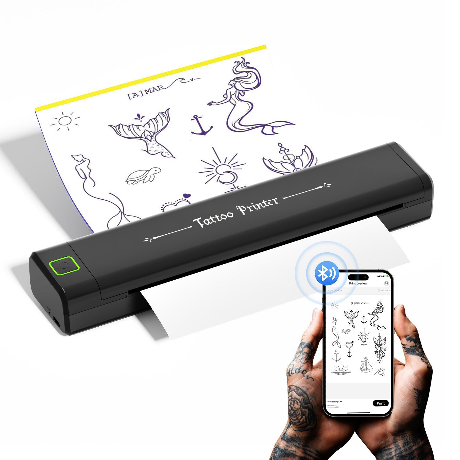 P84 Wireless Tattoo Stencil Printer - Professional & Beginner Friendly, Bluetooth & USB Connectivity, Free Stencil 10 Paper Included