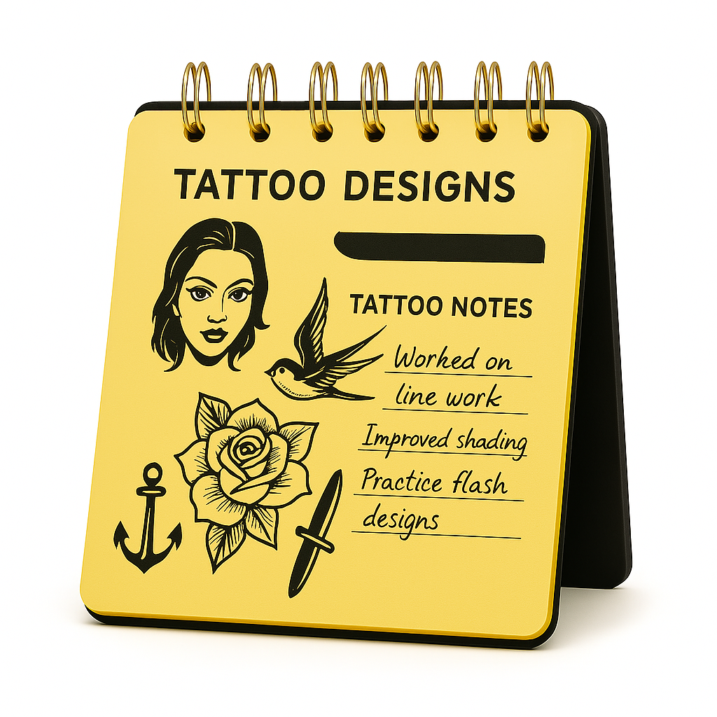 D5Tattoo Tattoo Practice Flipbook – 7 Sheets of 3MM Silicone Skin, Create Your Own Tattoo Training Journal, Portable & Reusable for DIY Tattoo Artists
