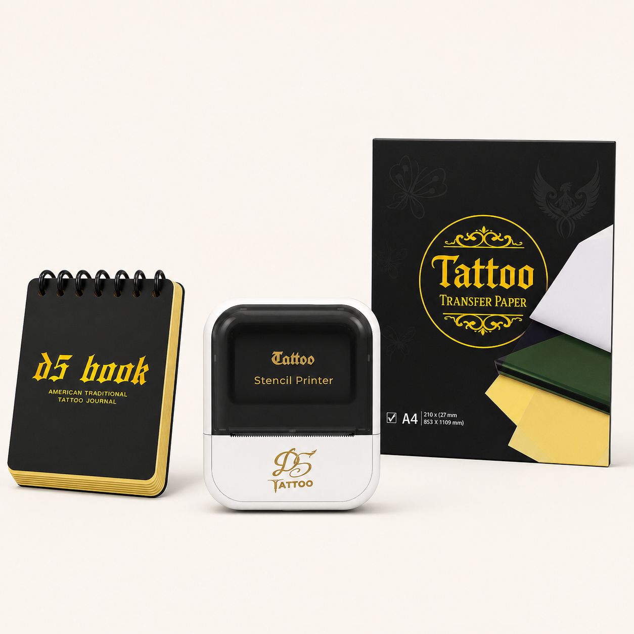 D5Tattoo Complete Stencil Kit with C50 printer, A4 transfer paper and 3MM Practice Flipbook